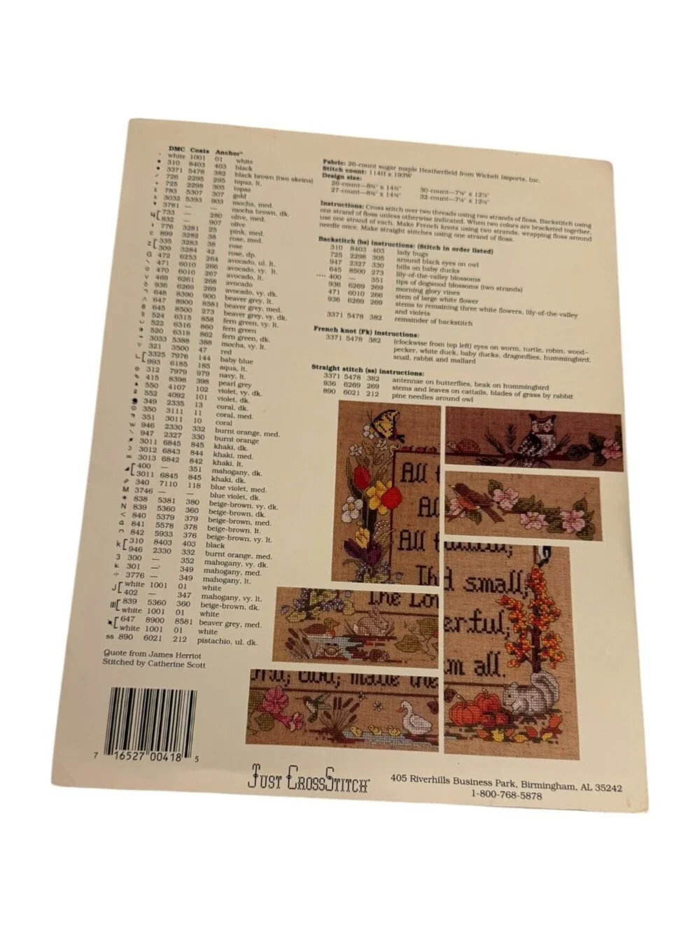 Just CrossStitch All Things Bright & Beautiful Cross Stitch Pattern Book
